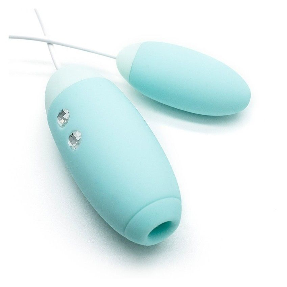 Аквамариновое виброяйцо с вакуум-волновым действием Kiss Toy Miss VV (Цвет: аквамариновый)