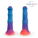 Светящийся в темноте фантазийный фаллоимитатор - 20 см. (Цвет: разноцветный)