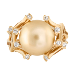 Кольцо с Жемчугом и Бриллиантами, R0061-0/2