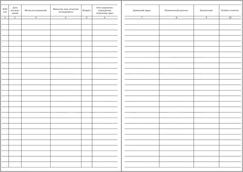 Журнал регистрации исследований выполняемых в отделе отделении кабинете эндоскопии форма №157/у-96 60 страниц
