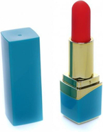 Голубой мини-вибратор в форме помады