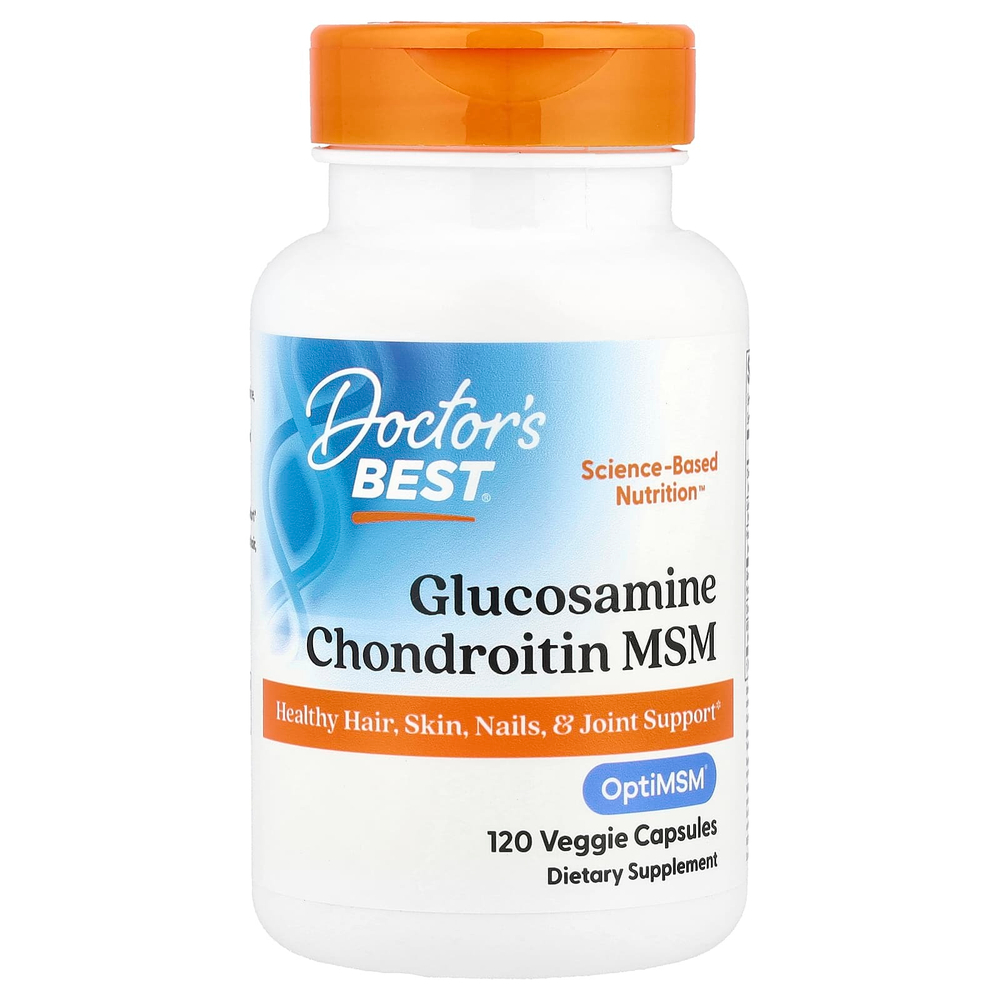 Doctor's Best, глюкозамин, хондроитин и МСМ, 120 растительных капсул