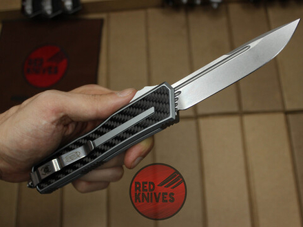 Нож Microtech Scarab 2 Standard S/E - стоунвош клинок, серая рукоять + карбон
