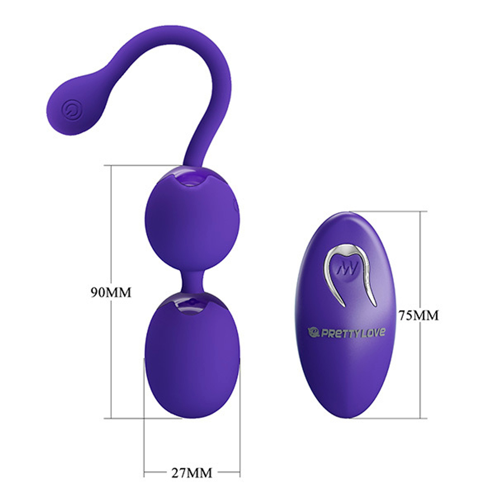 Фиолетовые вагинальные виброшарики 3,4см с пультом ДУ Pretty Love Willie-Youth BI-014548WL