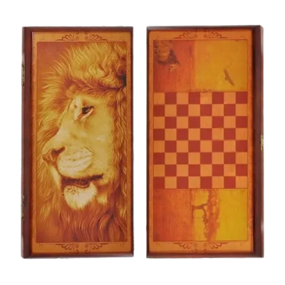 Набор 2 игры с доской "Лев" ( шашки, нарды), игральная доска 60 x 60 см. SA-42806