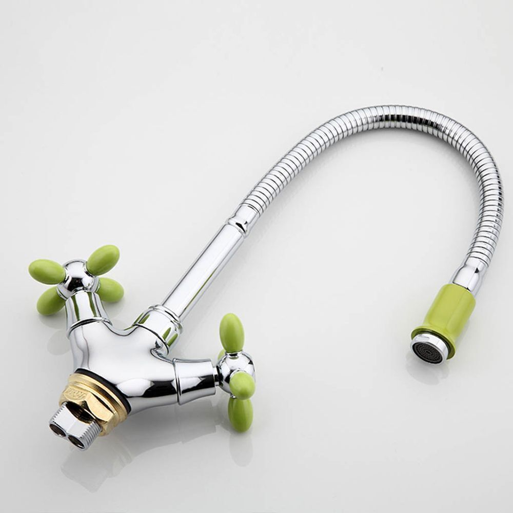 Смеситель для кухни, Frud, гибк излив, с кран-буксой, зел, R43127-6