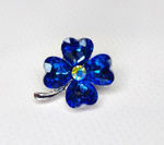 Брошь. Брошка. Клевер-четырехлистник — символ удачи. Цвет синий