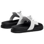 Hermes Empire Calfskin Functional Style Fashion Sandals Women's White and Black, H221074Z 90