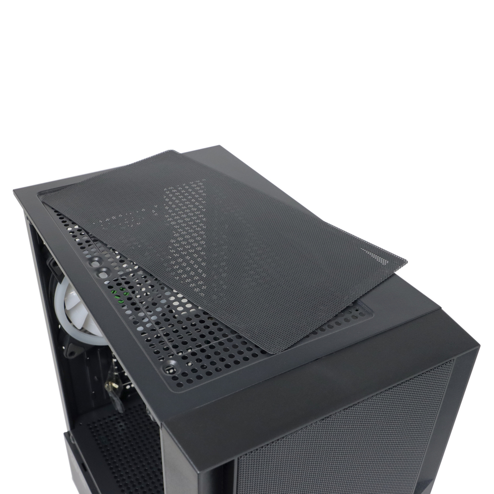 Корпус BaseTech eXtreme GFX-06, Без БП, mATX, чёрный, 4xARGB FAN, 2xUSB2, 1xUSB3, бок: закалённое стекло (BT-GFX-06-MESH-4F-ARGB)
