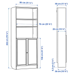 Книжный шкаф -  BILLY / OXBERG IKEA/ БИЛЛИ/ ОКСБЕРГ ИКЕА, 80х30х202 см,  черный