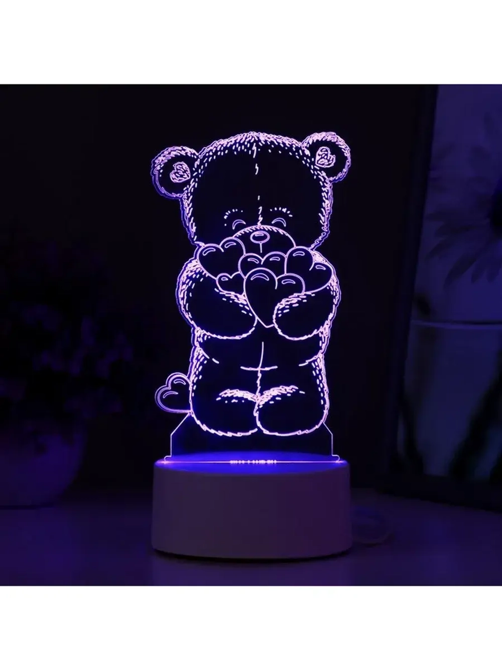 Светильник 3D ночник RISALUX «Мишутка», LED RGB, от сети, 9.