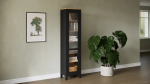 Шкаф-витрина стекло/стекло - аналог IKEA HEMNES / ХЕМНЭС/ ХЕМНЕС / КЫМОР / ИКЕА 49х198х37 см, черный/светло-коричневый
