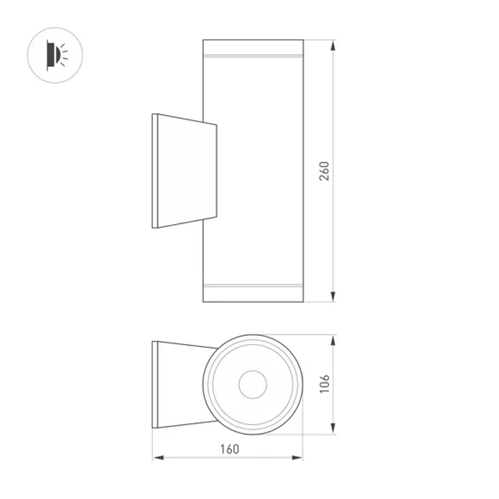Светильник настенный LGD-WALDER-R106-2x18W Day4000-MIX (Черный, 40 deg, 230V) (Arlight, IP65 Металл, 5 лет) 060961
