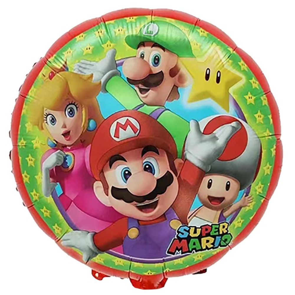 Круглый шар с гелием с изображением Супер Марио