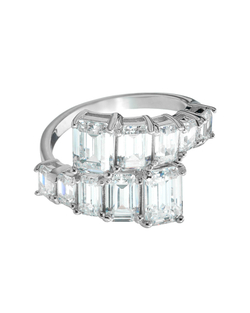 Кольцо вечернее,полоса багетных цирконов