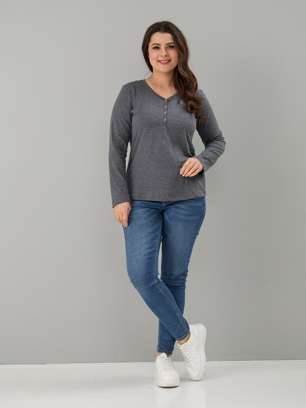 Лонгслив Л-004/темносерый-меланж