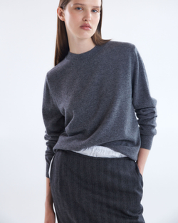 Юбка из шерсти с подъюбником из хлопка елочка серый/белый