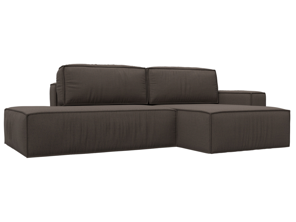 Диван угловой Прага модерн правый угол, Амур 05 коричневый, Рогожка, 124850
