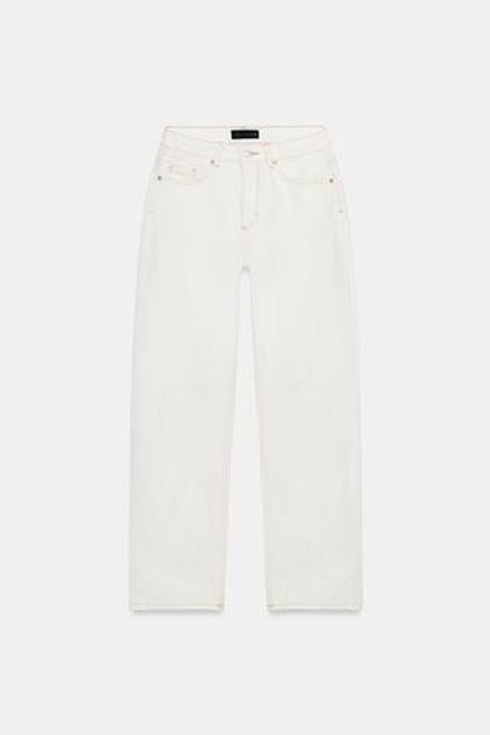 ZARA ДЖИНСЫ Z1975 REGULAR FIT LONG LENGTH С ВЫСОКОЙ ПОСАДКОЙ, БЕЛЫЙ