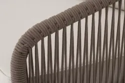 "Канны" левый модуль плетеный из роупа, каркас алюминий коричневый (RAL8016) муар, роуп коричневый круглый, ткань бежевая 035