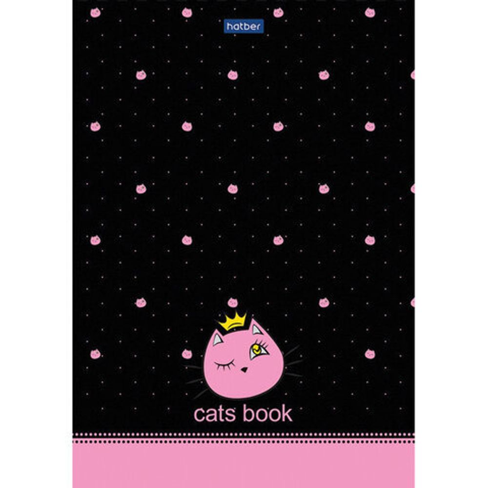 Блокнот А5 (146х205 мм) 50 л., склейка, ламинированная бумага, в точку, HATBER Premium, CATs, 50Б5лA9к
