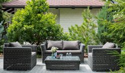 "Капучино Cингл" лаунж-зона из искусственного ротанга, цвет графит