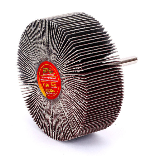 Круг MESSER шлифовальный лепестковый с оправкой (на шпильке) 80х30х6 #120