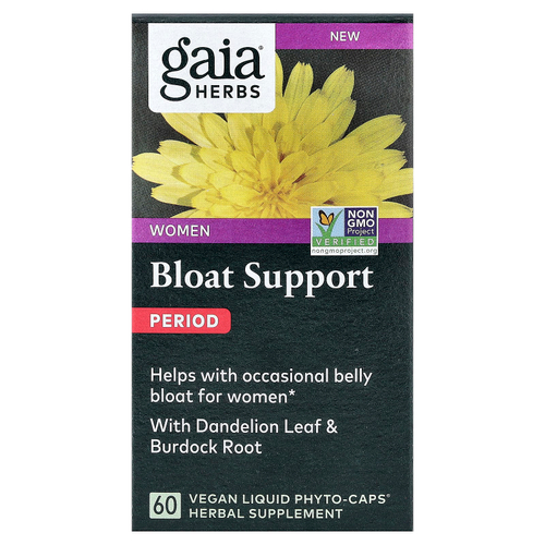 Gaia Herbs, добавка для поддержки вздутия живота для женщин, 60 веганских капсул Liquid Phyto-Caps®