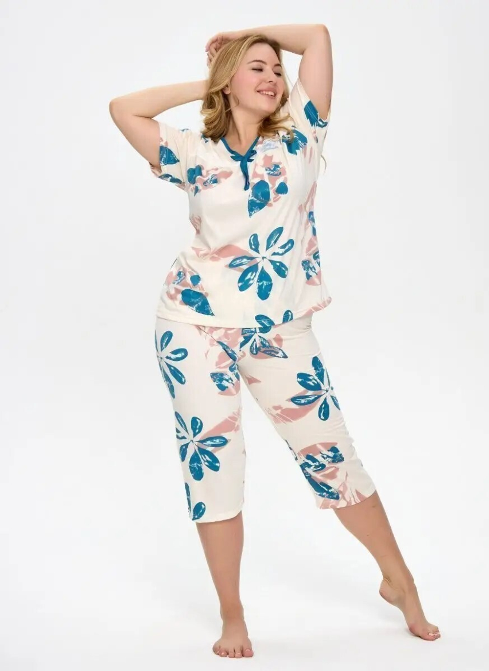 Пижама бриджи+футболка к/р В8406