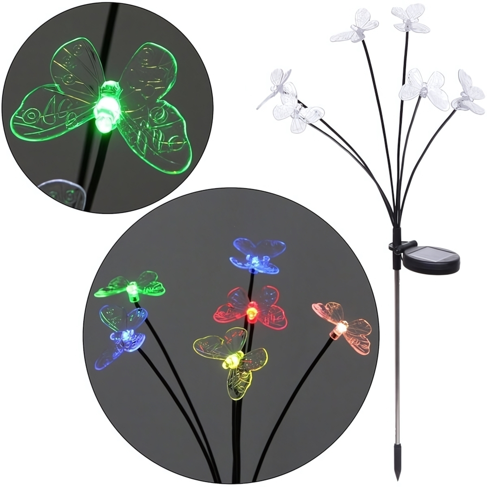 Светильник на солнечной батарее "Бабочки" 70*6см, 6шт, мультицвет