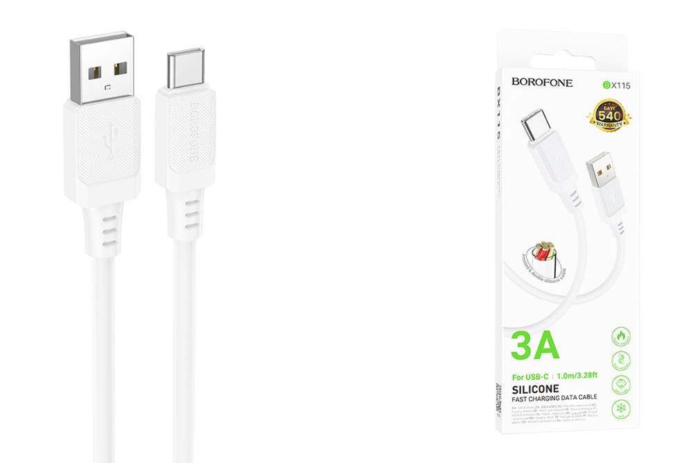 Кабель USB - TypeC BOROFONE BX115 Silicone (белый) 1м