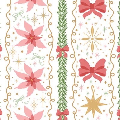 Новогодние вертикальные гирлянды, ветки, цветы, бантики, звездочки