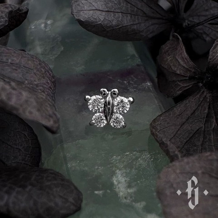 Накрутка "Butterfly" - Белое золото - White CZ
