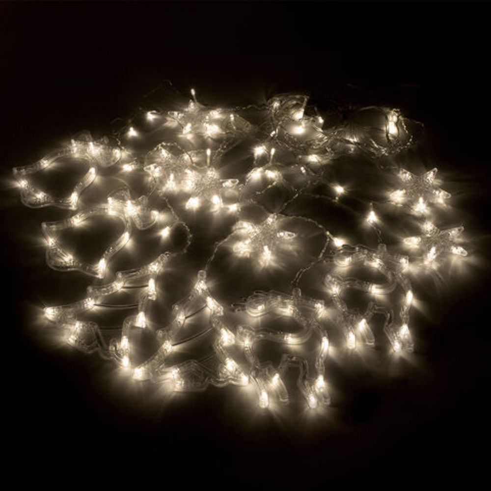 Электрогирлянда-занавес комнатная "Фигурки", 3х1 м, 120 LED, тёплый белый, 220 V, контроллер, ЗОЛОТАЯ СКАЗКА, 591361