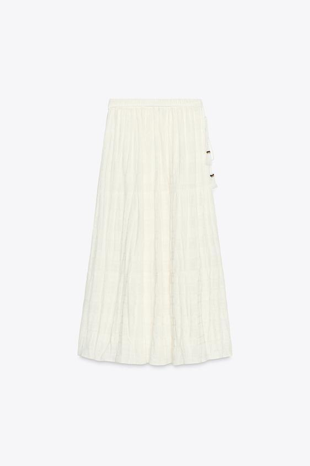 ZARA ЮБКА В СТИЛЕ РУСТИК С ПАНЕЛЯМИ, БЕЛЫЙ