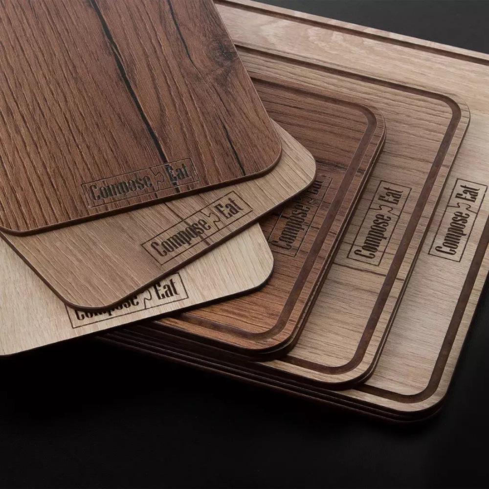 Доска разделочная с желобом 24x18см ComposeEat дуб светлый