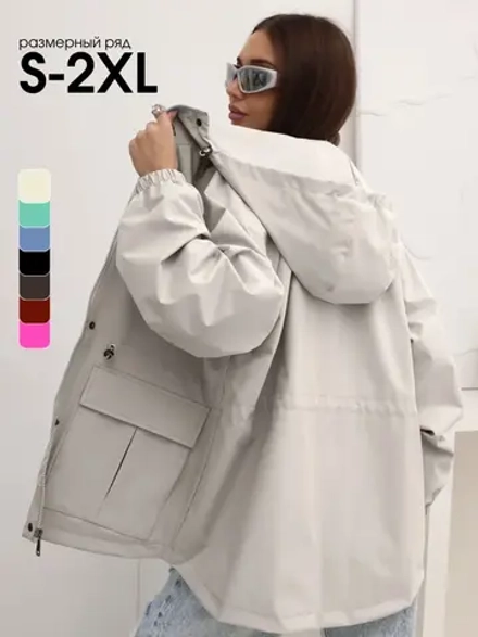 Ветровка удлиненная с капюшоном