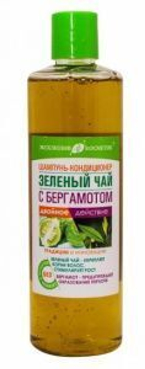 Эксклюзив-косметик Шампунь-кондиционер ЗЕЛЁНЫЙ ЧАЙ с БЕРГАМОТОМ для чувствительной кожи головы и хрупких волос 500 мл