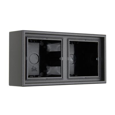Накладная коробка для розеток 2-местная LIREGUS MODERN PMD-002.M/BM антрацит матовый