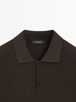 Massimo Dutti Поло из 100% хлопка, шоколадный
