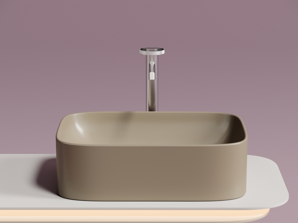 Умывальник чаша накладная прямоугольная (цвет Капучино Матовый) Element 505x380x150мм