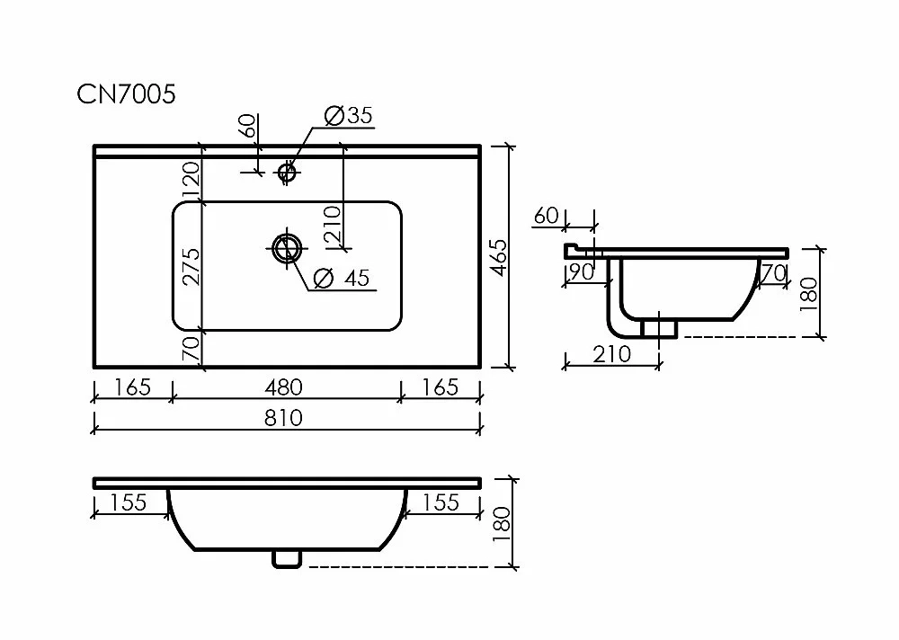 Тумба с раковиной Sancos FOLK FL80CP/CN7005MB 80 капучино