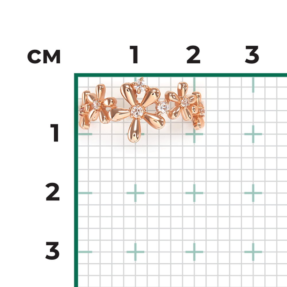 Кольцо из красного золота с фианитами