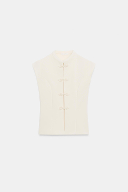 ZARA ЭЛАСТИЧНЫЙ ТОП С ЗАСТЕЖКАМИ-ТОГГЛ, СВЕТЛО-ЖЕЛТЫЙ