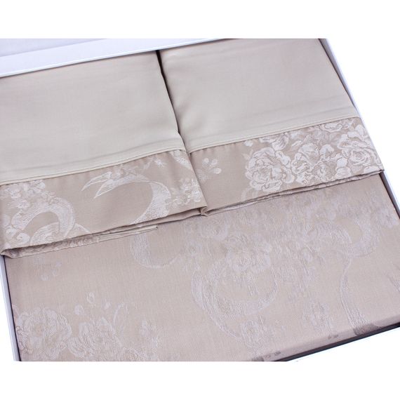 Постельное белье Josephine бежевый жаккард deluxe TIVOLYO HOME Турция