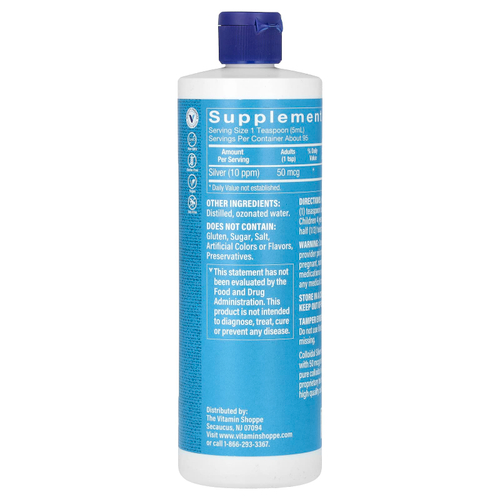 The Vitamin Shoppe, коллоидное серебро, 10 част./млн, 16 жидк. унция (473 мл)