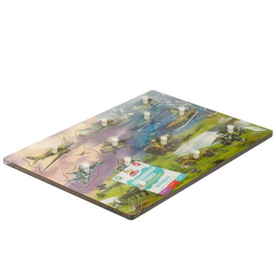 Деревянная рамка-вкладыш с ручками «Военная техника» 28*19,5 см,термопак Буратино