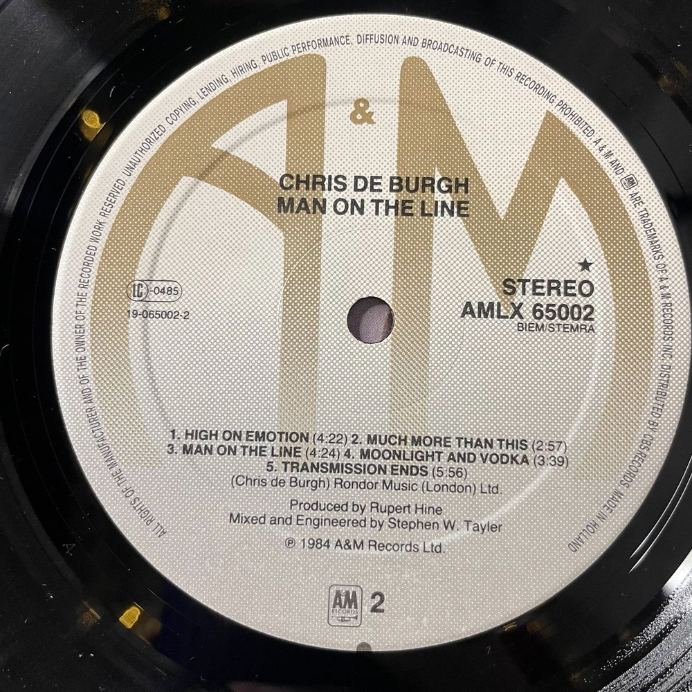 Винтажная виниловая пластинка LP Chris de Burgh Man On The Line (Holland 1984)