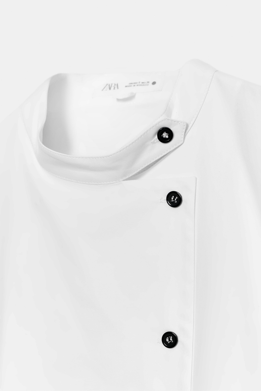 ZARA РУБАШКА ИЗ ПОПЛИНА С ПУГОВИЦАМИ — ZW COLLECTION, БЕЛЫЙ