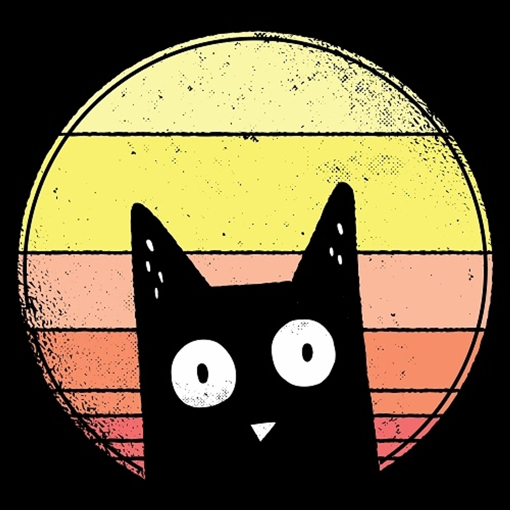 принт PewPewCat с котом для черной футболки
